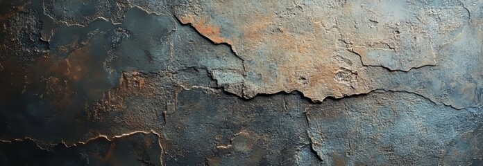 Poster - The panoramic view of a dark grunge wall, complete with scratches, offers a dramatic atmosphere that is perfect for a background