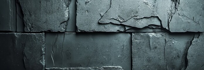 Poster - This panoramic background boasts a grunge-inspired cracked concrete wall, suitable for injecting a dose of industrial chic into any creative endeavor