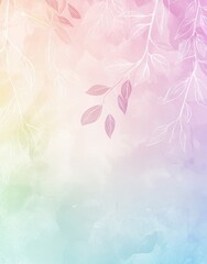 Poster - A dreamy atmosphere is formed by combining a pastel watercolor background with a delicate floral pattern