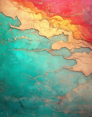 Poster - An abstract background made of watercolor, complete with golden lines and a surrounding frame