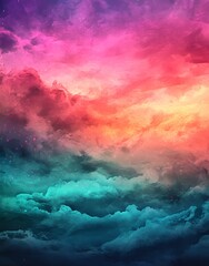 Poster - Colorful nebula and stars shine brightly in a cosmic watercolor painting