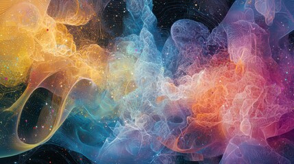 Poster - celestial dance of colors: an abstract artwork showcasing a vibrant interplay of swirling colors, ev