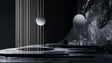 Poster - a minimalist modern scene: a minimalist composition featuring futuristic design elements, sleek line