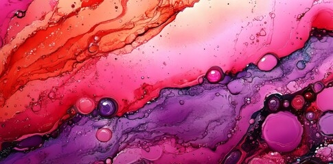 Poster - Creating an abstract background using watercolor painting yields a pink and orange design