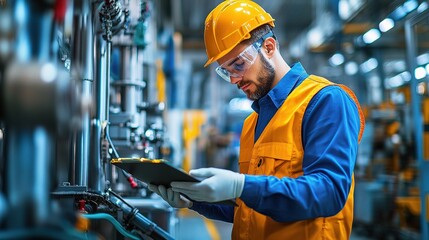 Poster - Professional Engineer Working on Industrial Equipment in Factory
