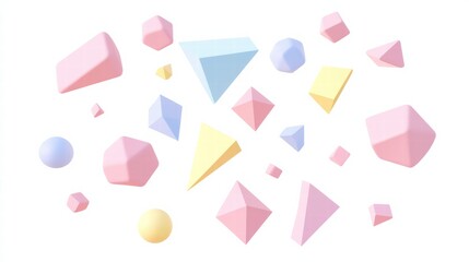 Poster - pastel geometric shapes: a delightful collection of pastel-colored geometric shapes floats against a
