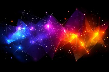 Poster - Polygonal constellation backdrop, vibrant colors and stellar dust