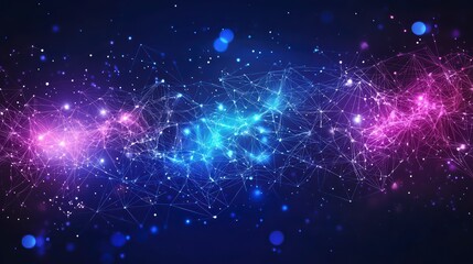 Poster - cosmic connection: a mesmerizing abstract artwork showcasing interconnected nodes and lines, glowing