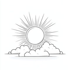 Poster - Cloudy sky weather forecast symbolized by a minimalist black and white icon graphic