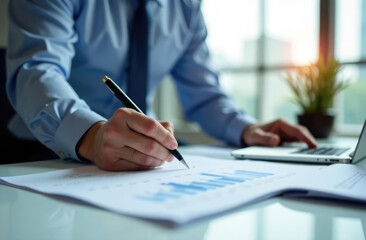 Fototapete - business accounting documents,auditor,management and auditing of office documents,Reports for Tax Time Analysis, Office worker working with documents, pre-approval quality assessment