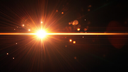 Poster - Bright golden light rays burst abstract background design sun art glow dark star lens shine power