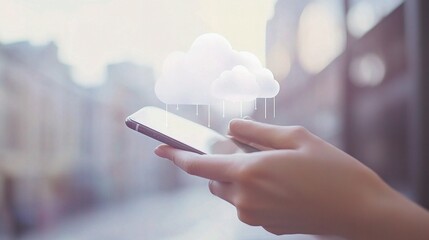 Poster - Business Hand Using Smartphone with Virtual Popup Technology