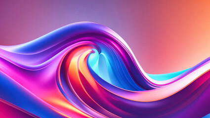 Poster - An abstract artwork featuring a dynamic waving structure, colorful and curving, smooth and glossy, modern and fluid, with a sense of motion and energy