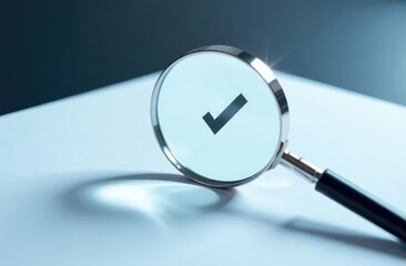 Leinwandbilder - magnifying glass and check mark icon,show check the authenticity of the document,concept of rules of conduct rules and policies company regulations Terms and Conditions
