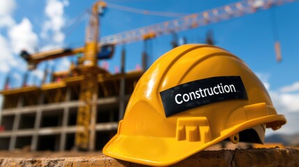 Poster - a yellow construction helmet with a 