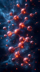Poster - Abstract Glowing Molecular Structure In Space