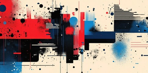 Poster - An abstract geometric art piece with contrasting colors and shapes