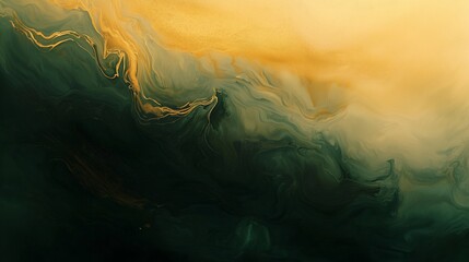Poster - Flowing Bronze and Olive Gradient Abstract Background in Muted Tones
