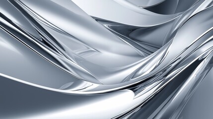 Poster - Gleaming Silver Gradient Abstract Chrome Waves with Smooth Blending Effect