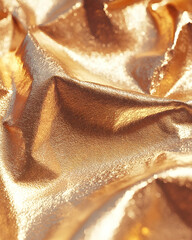 Poster - Close-up of Shiny Crumpled Gold Foil Paper Reveals Textural Details