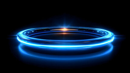 Poster - Glowing Blue Circle Frame On Black Background