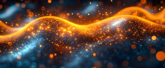 Poster - Abstract Wave Design With Orange And Blue Lights