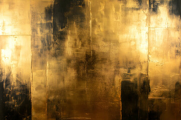Poster - Elegant gold-painted abstract artwork with textured negative space design