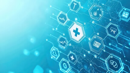 Poster - Futuristic Medical Billing System for Hospitals with Advanced Technology Designs and Icons