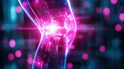 Fototapete - futuristic interpretation of knee X ray technology, showcasing vibrant colors and intricate details. This highlights advanced medical imaging techniques and innovation