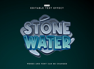 Fototapete - modern bold 3d cute stone water kid game logo text effect