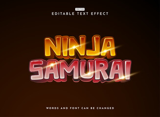 Fototapete - modern funny ninja samurai glossy shiny game logo text effect