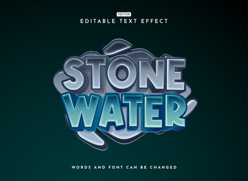 modern bold 3d cute stone water kid game logo text effect