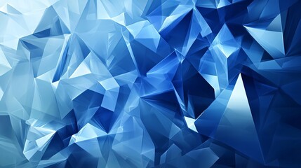 Poster - Abstract Blue Crystal Geometric Shapes Background Design Modern Digital Art Texture Shiny Elegant Polygonal Triangles Vibrant Shades High Resolution  