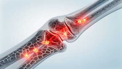 Aufkleber - x ray visualization of fractured bone with glowing red highlights indicating areas of damage and inf