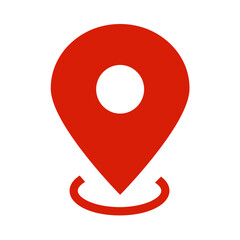Poster - Finding Your Place A Vibrant Red Location Pin Symbolizing Connection, Journey, And Discovery With A Simple, Bold Design