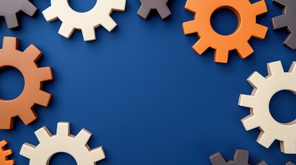 Poster - Colorful gears arranged around a blue background, symbolizing mechanics, teamwork, or problem-solving concepts.