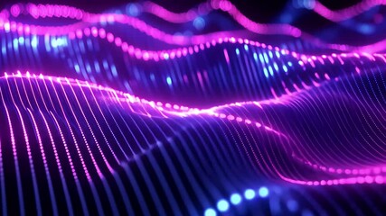 Poster - futuristic digital wave background with glowing neon lights creating a surreal atmosphere, footage f