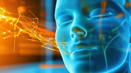 Poster - Artificial intelligence insight digital realm visual art futuristic environment close-up view human emotion and technology interplay