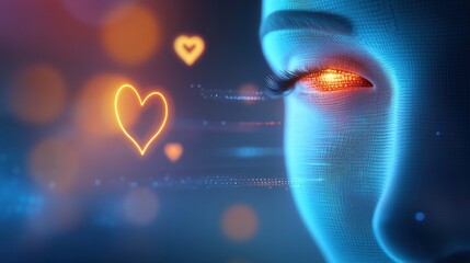 Poster - Digital emotions heartfelt connections in virtual worlds technology graphic design futuristic close-up love and connection