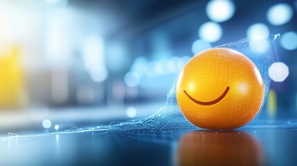 Poster - Joyful smile icon digital space graphic design vibrant environment close-up view emotions elevating mood