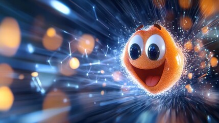 Poster - Exciting animated character adventure digital realm animation colorful environment playful viewpoint joyful concept