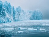 Majestic Glacier Wall Drifting Ice in the Serene Arctic Waterscape