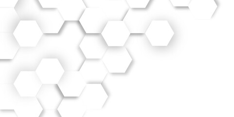 Aufkleber - Abstract hexagon background. Futuristic abstract honeycomb mosaic white technology background. Surface polygon pattern with glowing hexagon paper texture and futuristic business. graphic concept.	