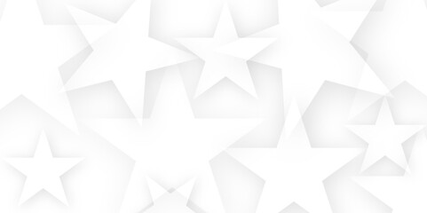 Poster - white paper star texture background. Abstract background of translucent big stars in white colors. geometric 3D star shapes on white background Can be used for wallpaper, textile, invitation card etc	