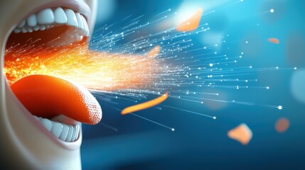 Poster - Explosive energy release abstract concept digital art vivid colors close-up dynamic motion