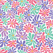 © TALVA - Groovy hand drawn floral seamless pattern, retro background, great for textiles, banners, wallpaper - vector