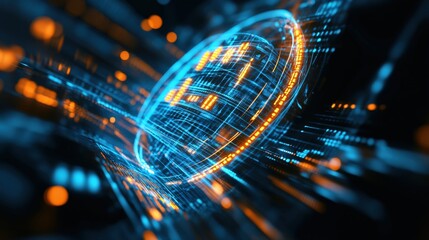 Fototapete - Dynamic data flow visualization digital space abstract art cyber environment close-up view technology concept