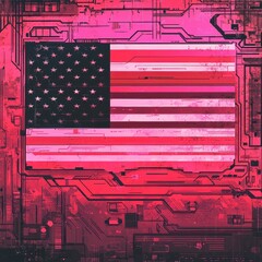 Poster - The digital rendering displays the American flag in a futuristic style