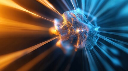 Poster - dynamic energy burst abstract visualization digital art virtual space close-up conceptual exploratio