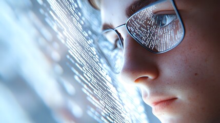3D illustration of a young programmer working with a screen